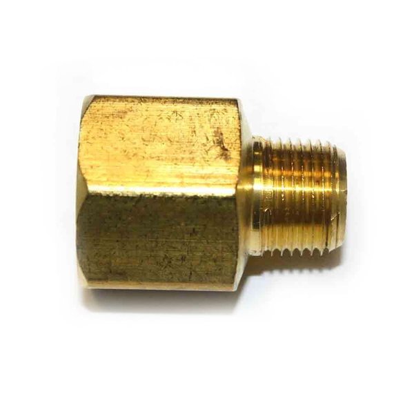 Interstate Pneumatics 3/8 Inch NPT Male x 1/2 Inch NPT Female Brass Hex Bushing Adapter FB608